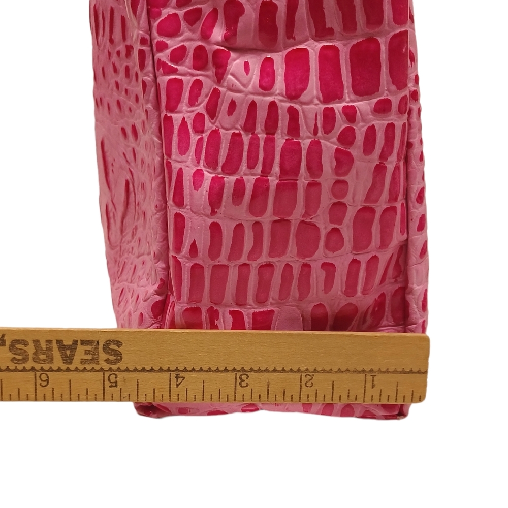 NEW BABYLISS PRO Pink Hot Pink Faux Reptile Print Tote Bag Zipper Top Purse - Picture 7 of 13